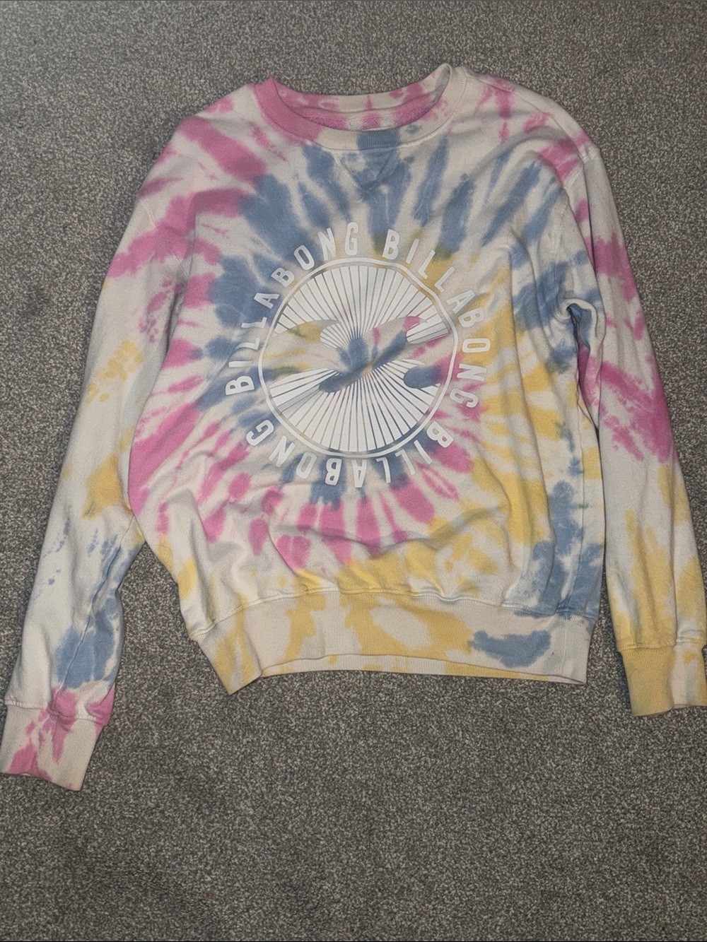 Billabong Pastel Tie-Dye Crewneck Sweatshirt - Pink, Blue & Yellow